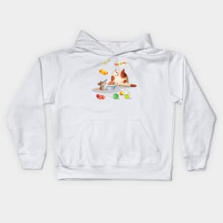 Cat sharing foods with mouse Kids Hoodie